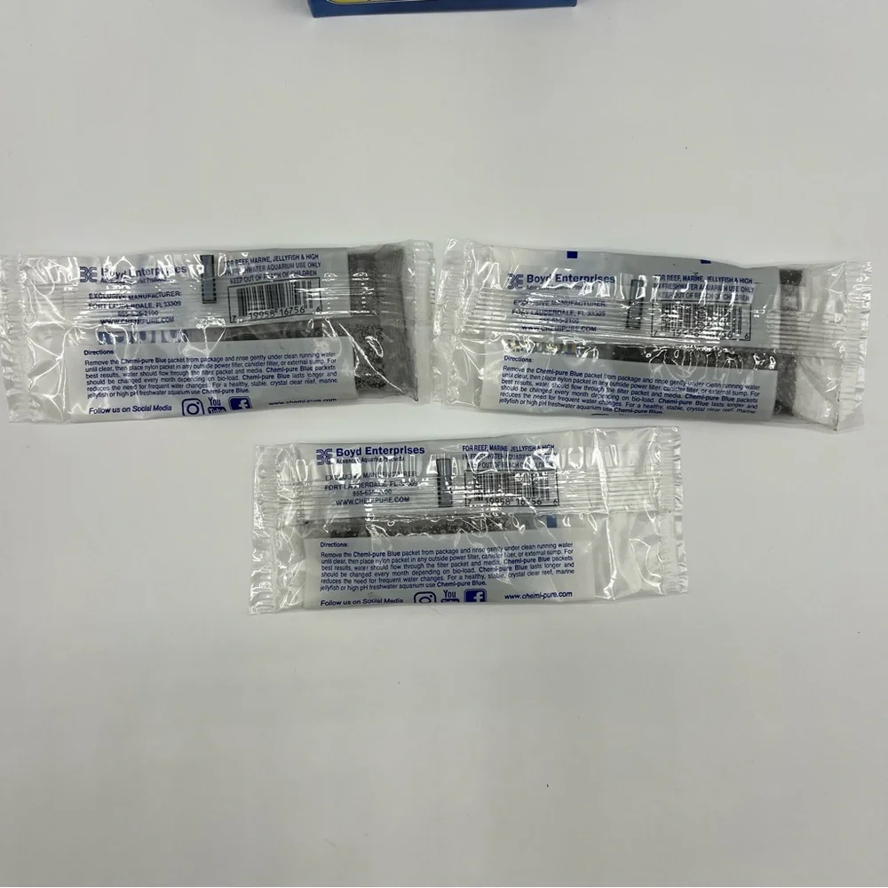 NIP Chemiclean Aquarium Treatment & 3 Chem-Pure Blue Nano Packs Salt Water Tanks